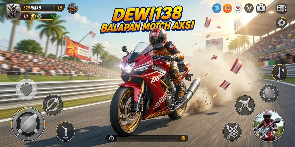 Tampilan gameplay balapan motor yang mengasyikkan di DEWI138.