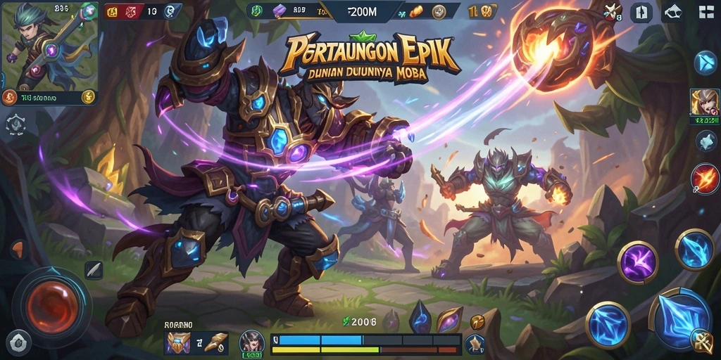 Tampilan aksi seru dalam game MOBA F200M