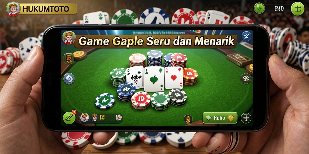 Tampilan gameplay seru di HUKUMTOTO dengan kartu Gaple yang menarik.