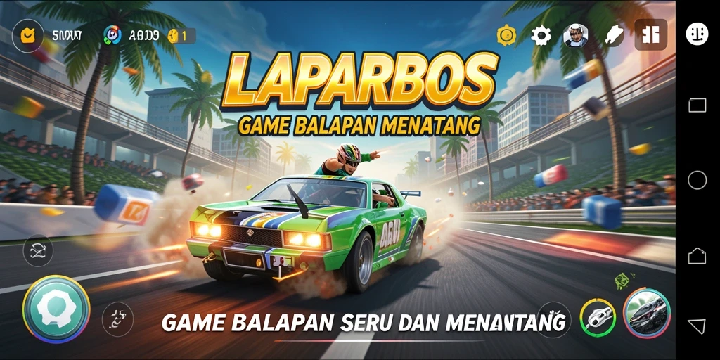 Tampilan gameplay LAPARBOS yang seru dalam balapan nyata.
