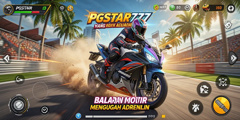 Tampilan gameplay PGSTAR777 yang menegangkan di lintasan balap.
